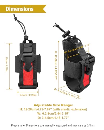 VIPERADE Black+Red MOLLE Radio Holster for Two-Way Radios Walkie Talkies