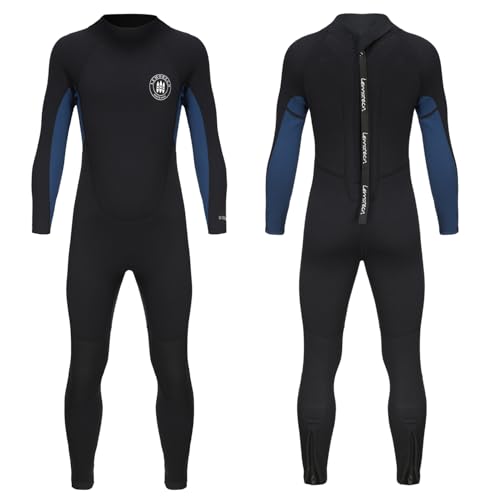 Lemorecn Kids 3mm Full Wetsuit + 2mm Shorty Wetsuit, Black+Navy, 12