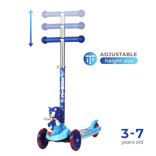 Kick Scooter for Kids - Self-Balancing 3 Wheel with LED Wheels - Sonic