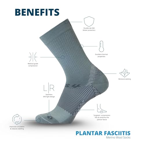 OS1st FS4 Merino Wool Plantar Fasciitis 1/4 Crew Compression Socks