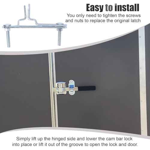 Enclosed Cargo Trailer Door Latch, Trailer Door & Ramp Locking Hasp, Cam Lock Latch Keeper with Screws and Nuts, Cam Bar Lock Assembly for Side and Tailgate Door Enclosed Trailer - 2 Pack