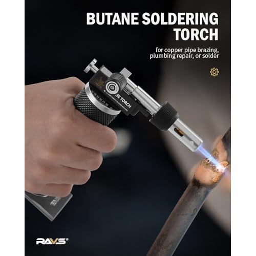 RAVS Butane Soldering Iron Kit Cordless, 14-Piece Multi-Function Butane Torch Kit, Portable Brazing Torch with Adjustable Flame, Without Butane Fuel, Unique Gifts for Dad Husband Men