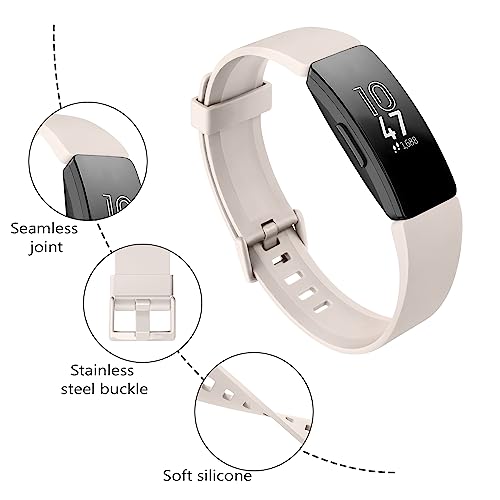 Fitbit Inspire 2 Bands - 4 Pack Adjustable Silicone Wristbands - Black, Smoky Purple, Starlight, Milk Tea