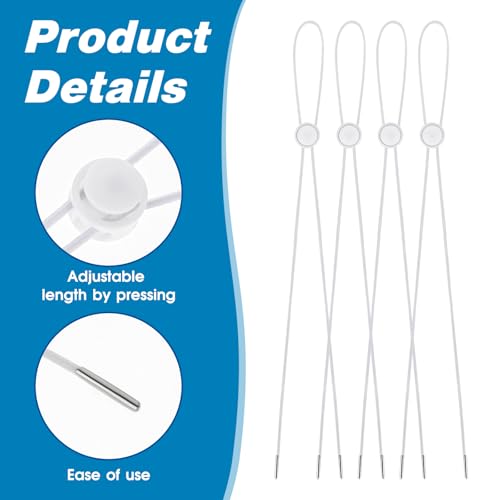 10 Pcs Adjustable Flexible Hat Chin Cord Clips - White