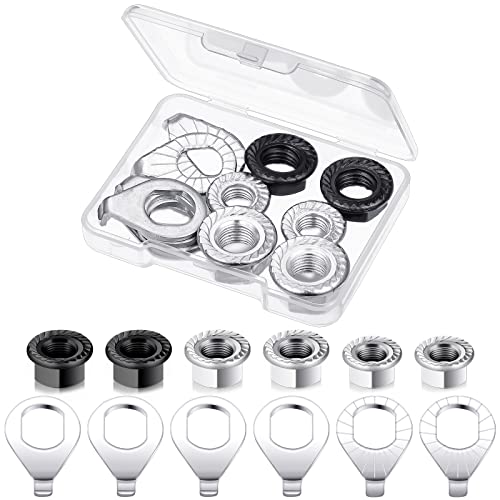 Bike Wheel Axle Nuts & Safety Washers - 12 Piece Set, 3 Sizes