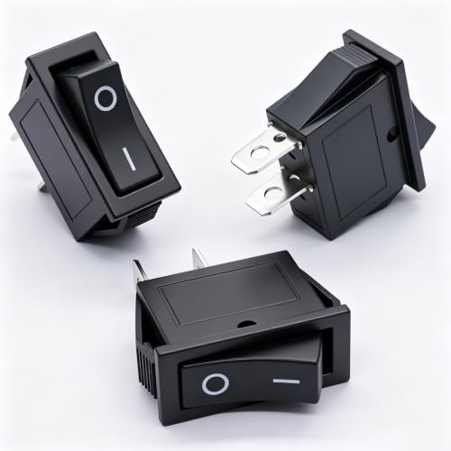 5Pcs 2-Pin Rocker Switch ON/OFF AC 15A/125V - Black KCD3 Narrow Square