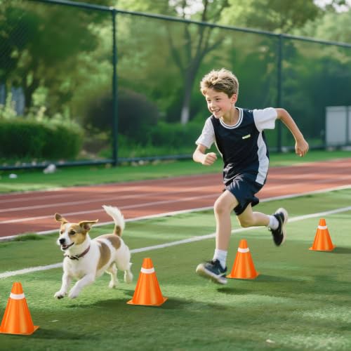 7 Inch Orange & White Traffic Cones - 12 Pack for Training & Events