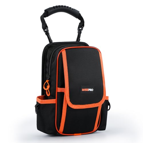 Zippered Electricians Tool Pouch, 1680D Technician Tool Bag with Handle, Zippered Electrician's Tool Pouch for Electrician, Carpenter, Mechanical