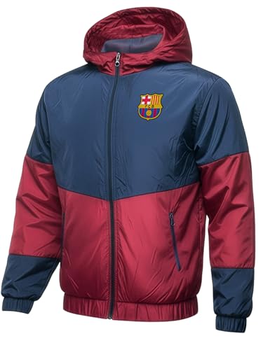 Kids Barcelona Windbreaker Rain Jacket - Hooded Zip-Up Youth Sizes, Licensed