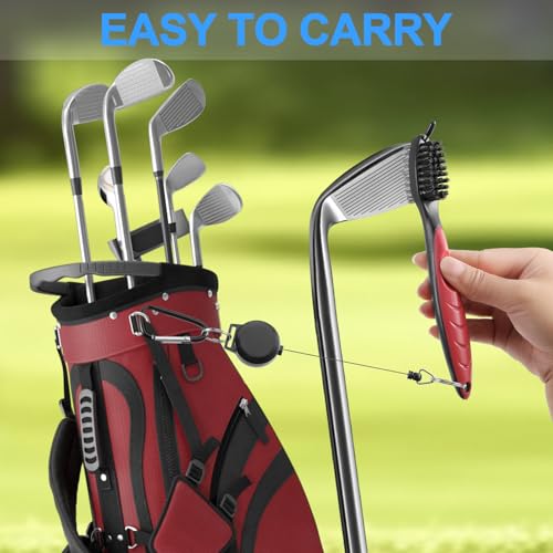 Golf Club Cleaning Brush Set - 2 Pack with Retractable Zip-line
