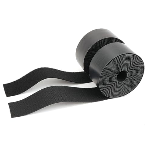 Black Heavy Duty Double-Sided Hook and Loop Tape 2in x 15ft - Self Adhesive Fastener Roll, Cuttable for Home, Office, Car, DIY