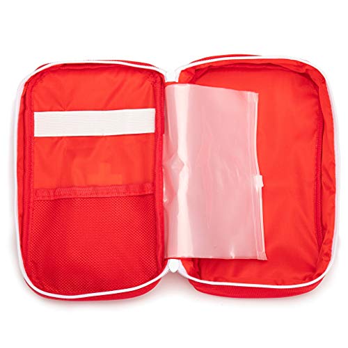 Small Empty First Aid Bag - Red Handle Travel Pouch
