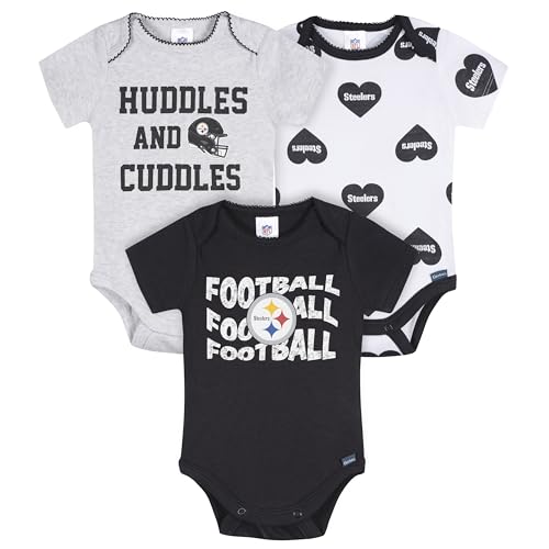 NFL Baby Girls 3-Pack Long Sleeve Bodysuits for Comfort