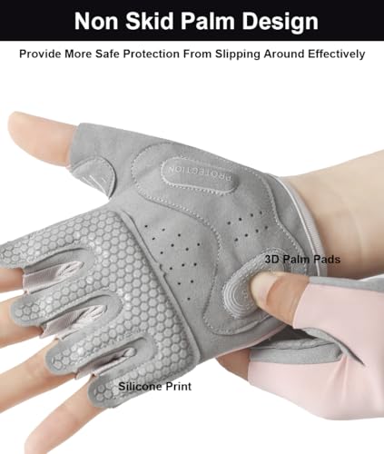 Anti-Slip Fingerless Weightlifting Gloves - Medium Pink