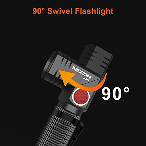NICRON B74T Red Light Flashlight, Rechargeable LED White Light 700 Lumen with Magnetic Base, Clip, IP65 Waterproof for Camping, Night Walking, Emergency