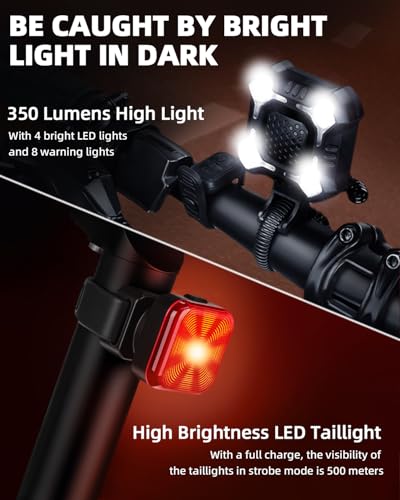 WSDCAM 140dB Bike Horn with Front & Rear LED Light – 2-in-1 Rechargeable