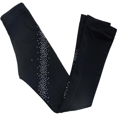Ice Figure Skating Pants for Girls - Thin Fleece Leggings - 8-10 Years / Black