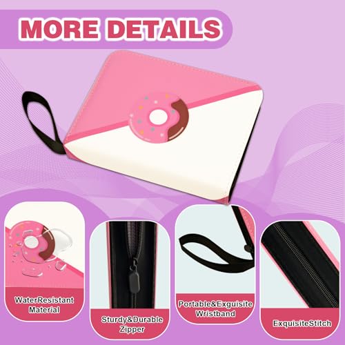 Pink Card Binder for Girls - 4 Pocket Card Holder, Zipper, 400 Cards