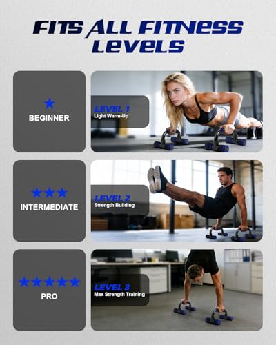 Ergonomic Push Up Bars - Portable Handles for Strength Training - Blue