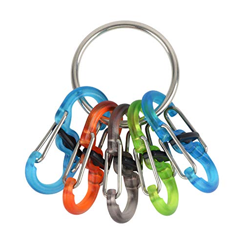 Stainless Steel Keychain with 5 Colorful S-Biner MicroLocks