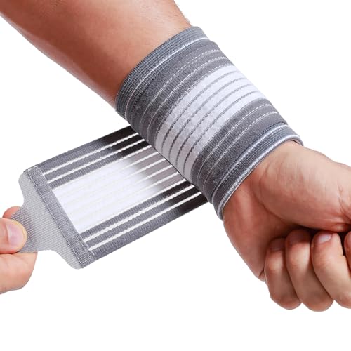 Adjustable Compression Wrist Band - Breathable Support Sleeve - Gray, Medium