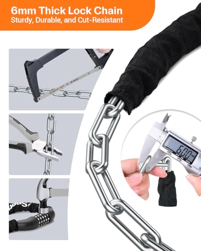 5-Digit Combination Bike Lock - Heavy Duty Keyless Security Chain Lock
