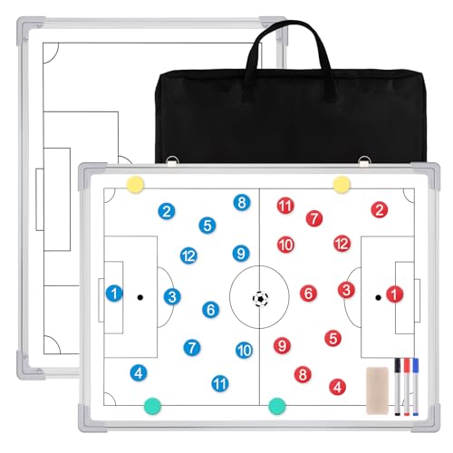 Soccer Coaching Board - 24" x 18" Double-Sided Magnetic Whiteboard with Kit