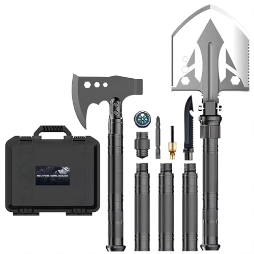 ZODISTORE Multipurpose Folding Camping Shovel & Hatchet Set for Survival