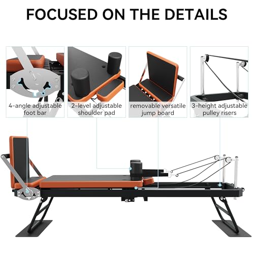 Foldable Pilates Reformer with Jump Board - Home Gym Equipment