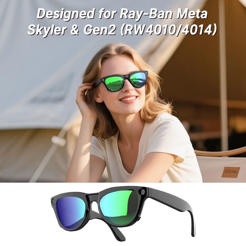 4Pcs Polarized Clip-on for Ray-Ban Meta Skyler & Gen 2 (RW4010/RW4014 52-20), Black Frame Discoloration Clips for RayBan Skyler Protect Your Eyes, Cool and Fashion(Silver, Grey, Brown, Green)