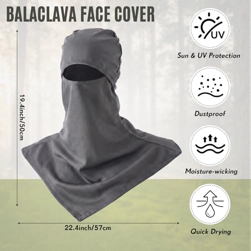 SATINIOR 3-Pack Summer Balaclava Mask Dark Gray Breathable Face Covering