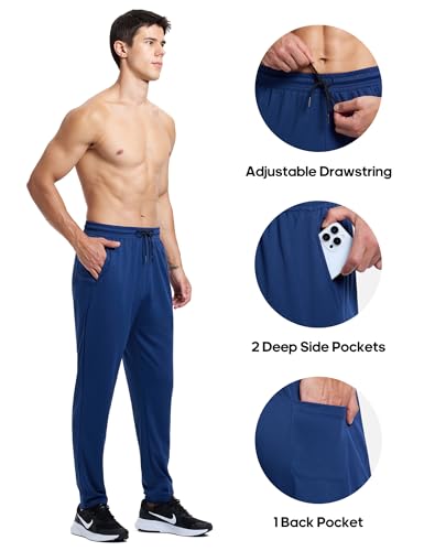 Vlynor Men's Navy Large Lightweight Athletic Joggers with Pockets