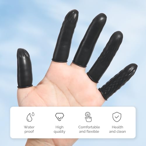 Disposable Latex Finger Cots - Medium, 200 Pcs, Black