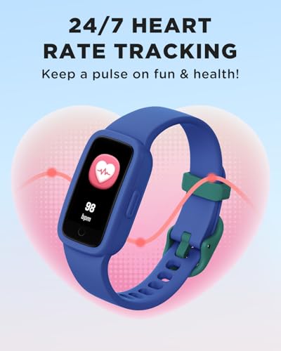 Kids Fitness Tracker Watch - AMOLED Screen, Waterproof, Blue