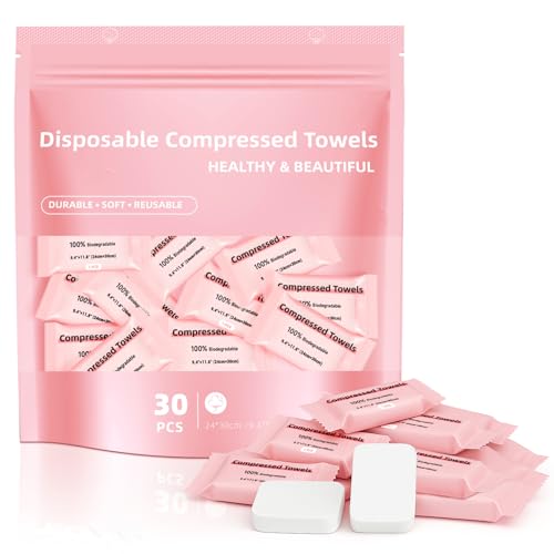 Ultra Soft Compressed Face Towels - 30 Pack Travel Washcloths