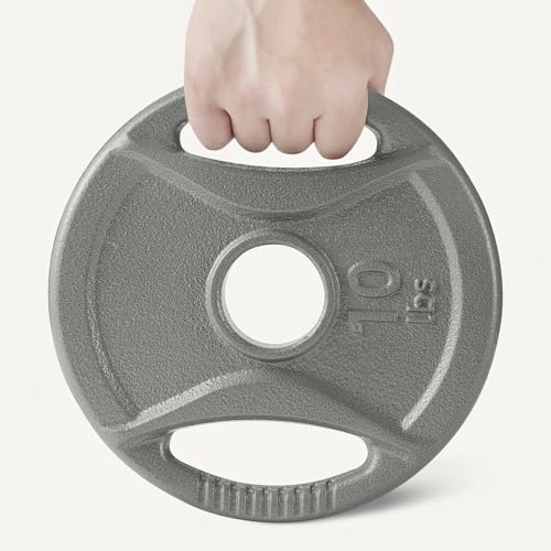 10 lb Olympic Grip Weight Plates - Set of 4, 2-Inch Cast Iron