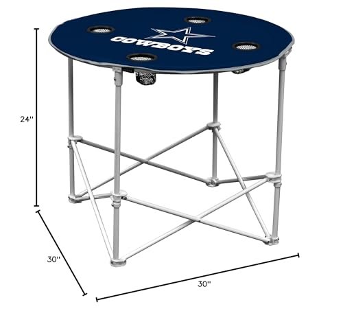 Dallas Cowboys Portable Round Table with Cup Holders - One Size