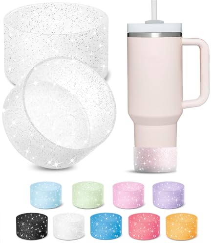 Glitter Silicone Boots for Tumblers - 2-Pack Transparent Glitter