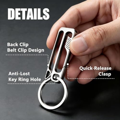 Heavy Duty Titanium Keychain Clip with Belt Loop - EDC Key Holder