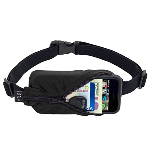 Adjustable Running Belt for Phone - Black with Black Zipper