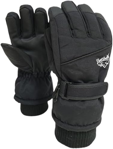 Waterproof Snow Gloves for Cold Weather - Black, Large