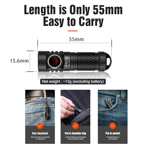 LUMINTOP Frog 2.0 Keychain Flashlight 600 Lumens Small LED Flashlight 443 ft Beam Distance Mini Light IPX-8 Waterproof (Battery & Charger Included)