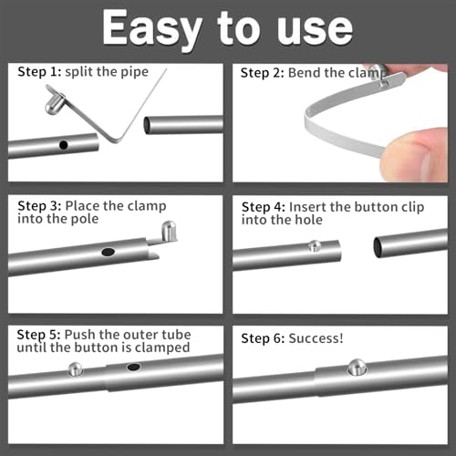 8-Piece Stainless Steel Spring Snap Clips for Kayak Paddles and Tent Poles