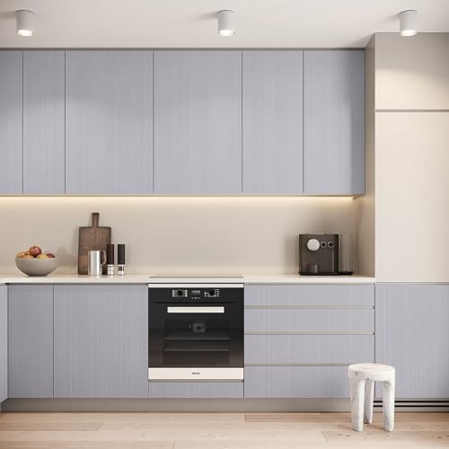 Grasscloth Peel and Stick Wallpaper Textured Fabric Contact Paper Faux Linen Self-Adhesive Waterproof Vinyl Wall Paper for Cabinet, Shelf Linen, Bathroom, Bedroom Silver Grey 15.7"x118"