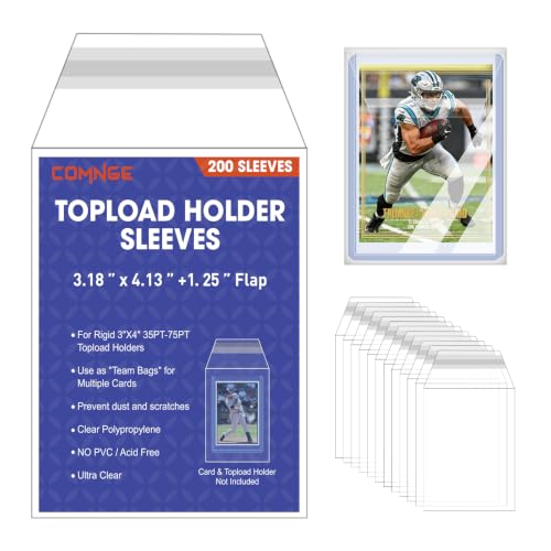 200 Count Resealable Toploader Sleeves - Clear Protectors for 35PT-75PT Toploaders
