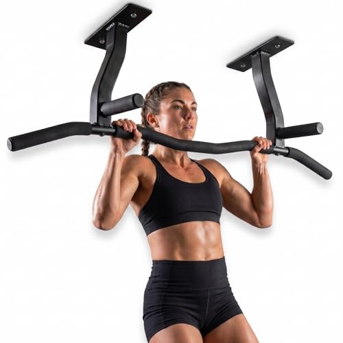 Ceiling Mount Pull Up Bar with Reversible Risers - Ultimate Grip