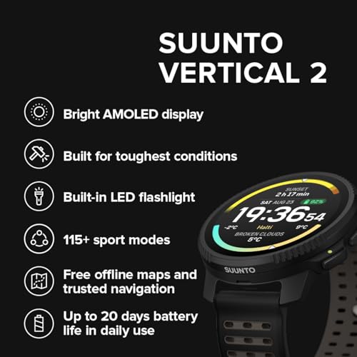 Suunto Vertical 2 GPS Sports Watch - Black Stainless Steel