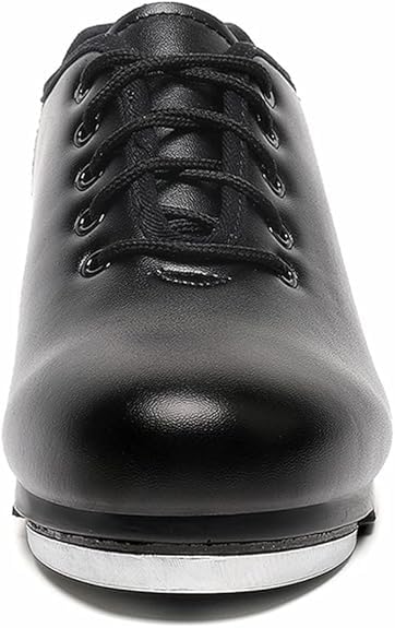 Bokimd Men's Black Leather Oxford Tap Shoes Size 11 Lace Up Dance Sneakers
