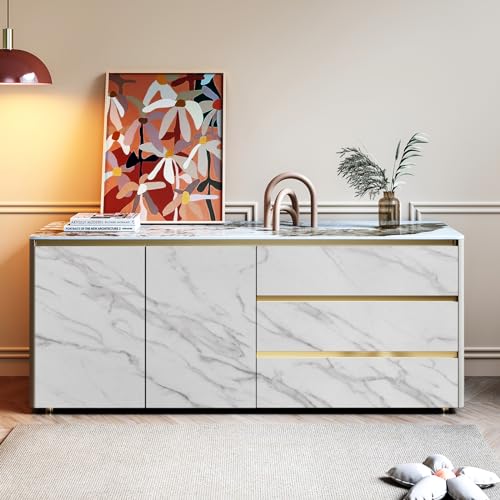 Stickyart White Marble Contact Paper for Cabinets and Drawers Peel and Stick Marble Wallpaper for Countertops Removable Self Adhesive Marble Wall Paper Cabinet Wallpaper for Kitchen Bathroom 12"x80"
