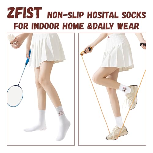 Pilates Grip Socks for Women - Ruffle Cotton, 5-10in - Brown & Coffee